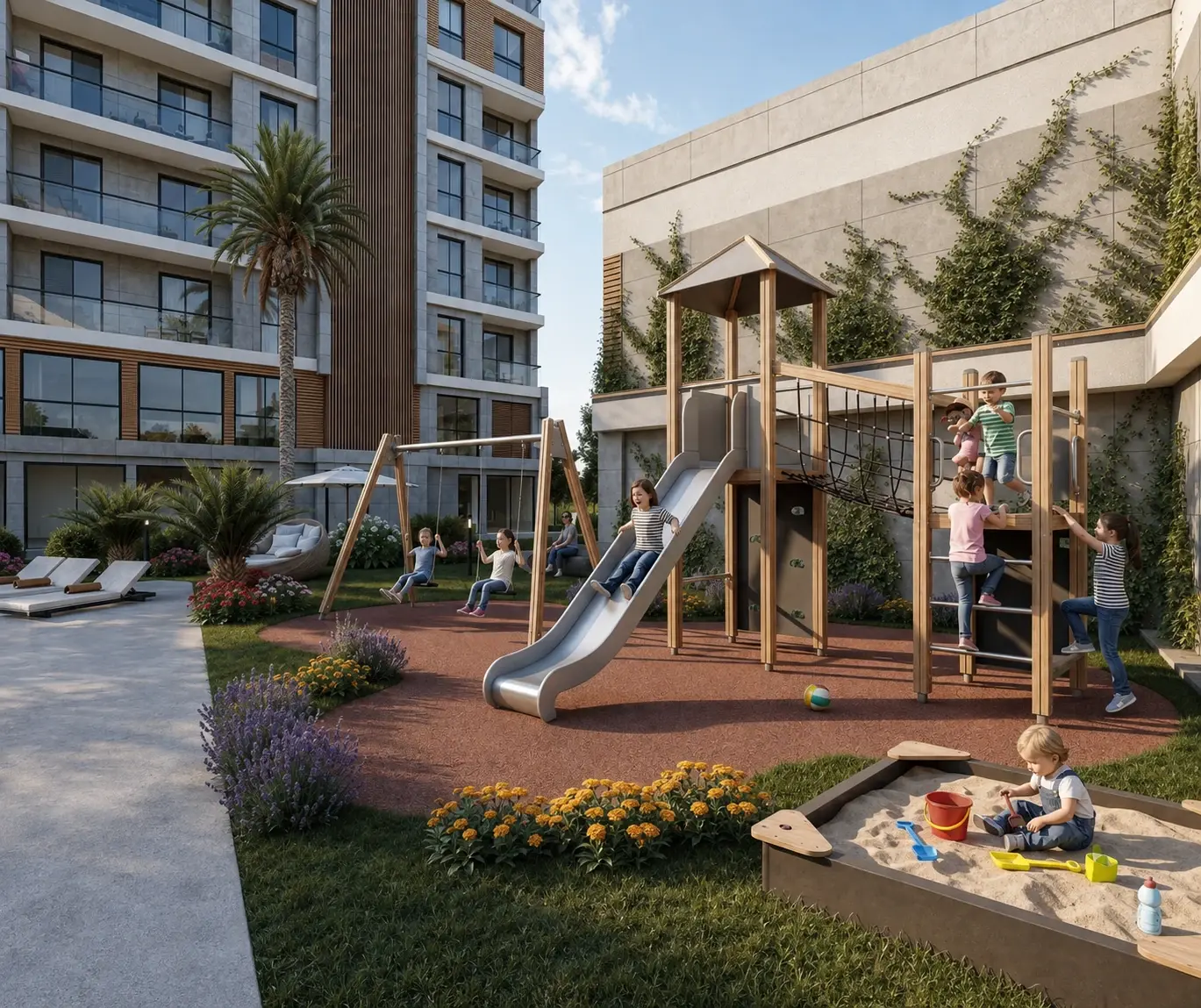 Konutların arasında Doğapark çocuk oyun parkı